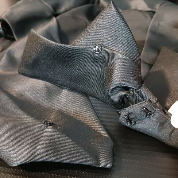 NEW Alfred Sung Jewel Neck Bowed Open-Back Trumpet Dress w/ Front Slit, Black, 0 - Picture 9 of 15